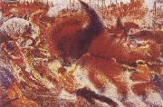 Umberto Boccioni The City Rises oil on canvas